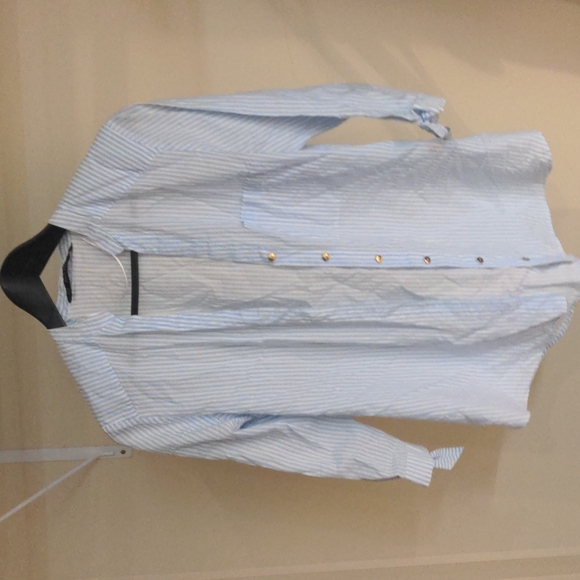 Zara white and blue striped blouse - Picture 1 of 2